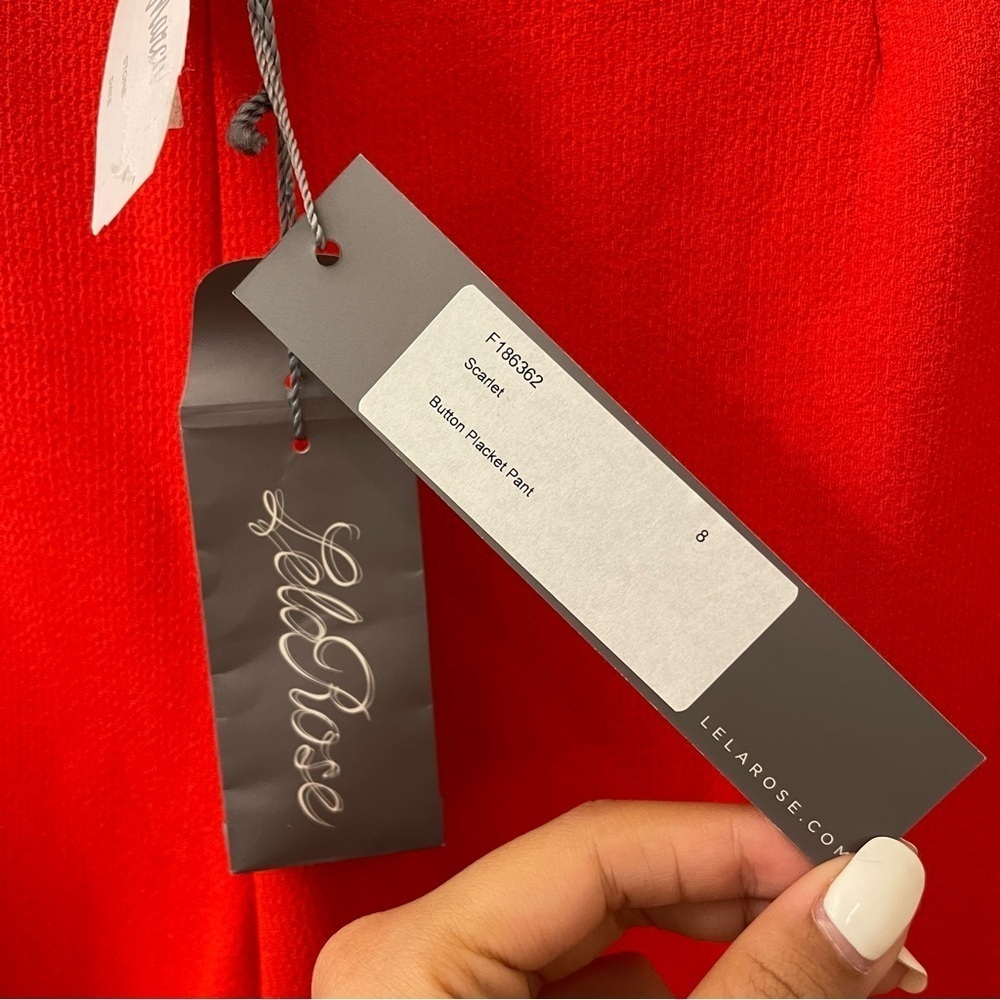 NWT LELA ROSE Button placket pants wool pants In Scarlet red size 8 holidays - Picture 10 of 12